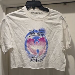 Wu-Tang White and Purple Graphic Crop Top